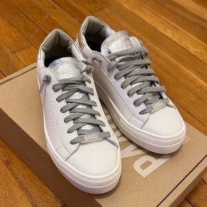 P448 White and Silver Sneakers